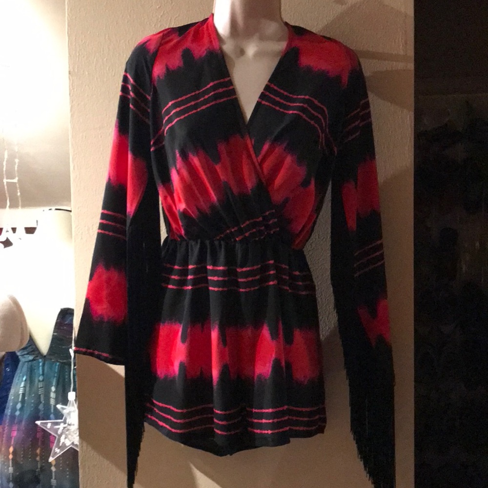 Romper V-neck fringe sleeves new with tags